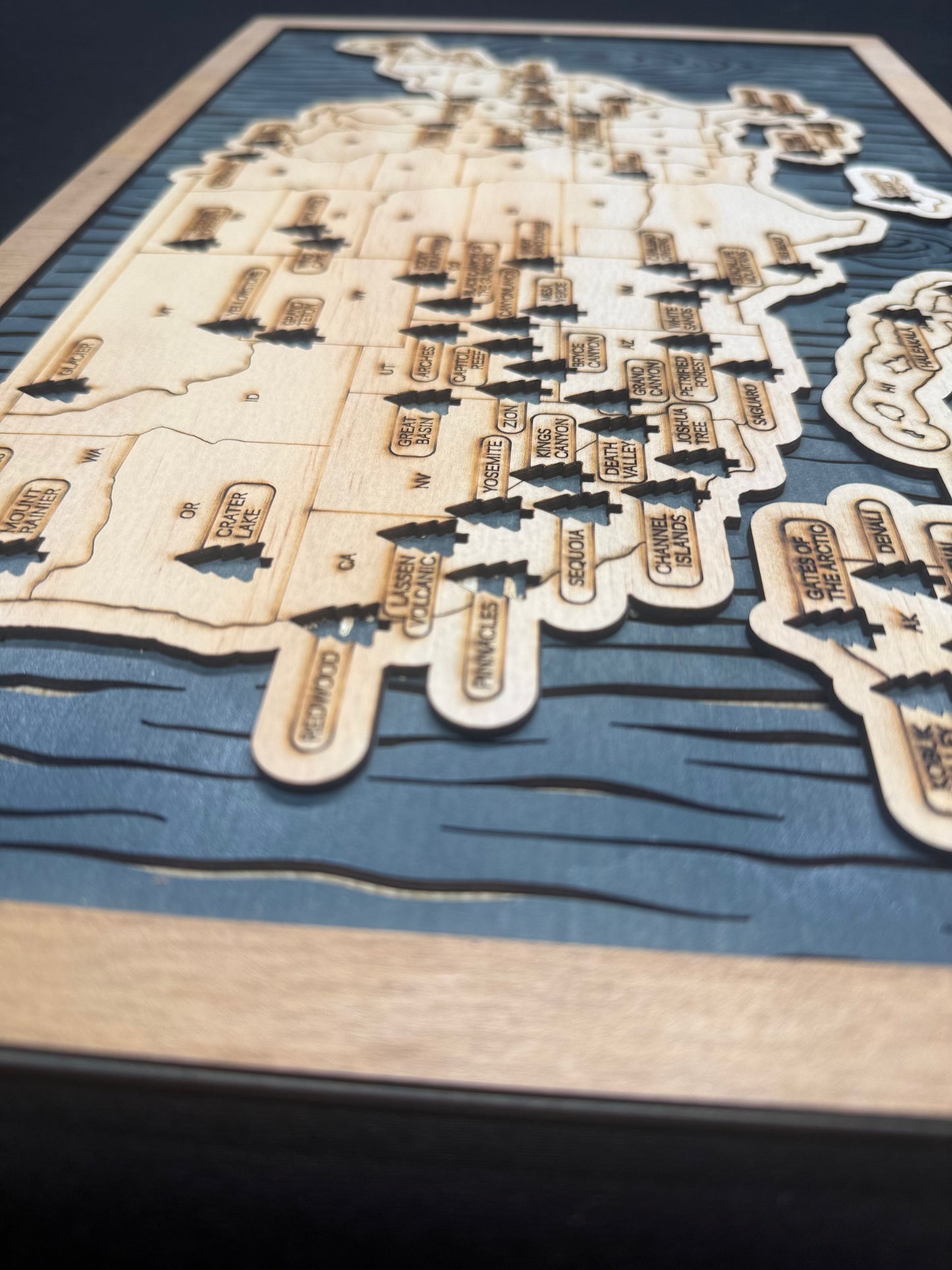 United States National Parks Engraved Map
