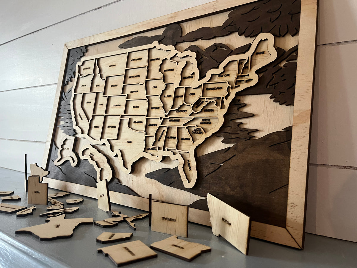 State Map With Inlay United States Engraved Travel Map – Mack4Designs